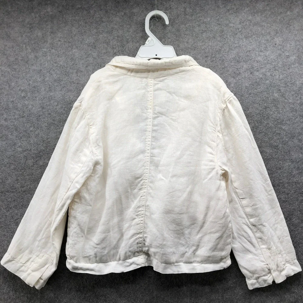 Zara Kids Linen Blazer Size 6-7 White Lightweight Casual Summer Jacket